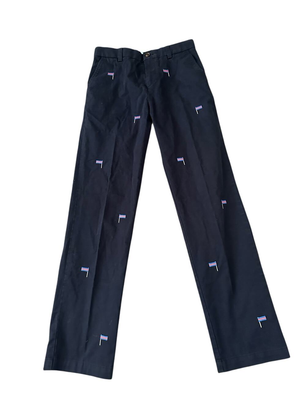Brooks Brothers Fleece Blue Dress Pants Embroidered Flag Size 14